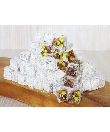 Cerez Pazari Turkish Delight Pistachio Candy 14.8oz Gift Box | Gourmet Vegan Sweets | Traditional Lokum Soft Candy Dessert | Glucose Free | 42 Pcs - Buy Online on GoSupps.com