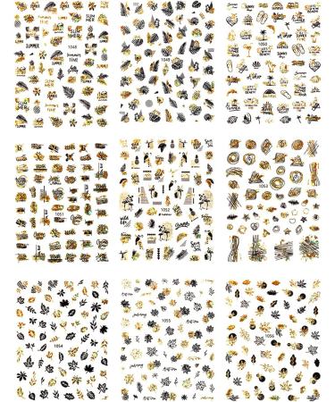 Buy TSBB 9pcs Summer 3D Nail Stickers - Beach Leaf Series for DIY Crafts & Decorations - International Shipping Available - Buy Online on GoSupps.com