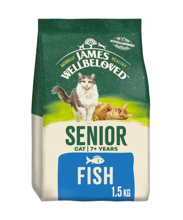 James Wellbeloved Senior Fish 1.5 kg Bag Hypoallergenic Dry Cat Food Fish (Old Design) 1.5 kg (Pack of 1)