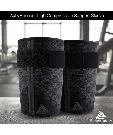 ActivRunner Thigh Compression Support Sleeve (2 Pack) - Adjustable Non-Slip Strap for Hamstring & Quadricep - Men & Women (Medium) - Buy Online on GoSupps.com