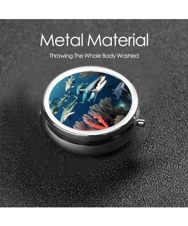 Sharks Under The Sea Round Pill Box - 3 Compartment Travel Organizer Portable Pill Box for International Shipping - Buy Online on GoSupps.com