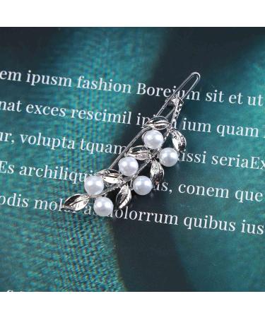 Inilbran Vintage Pearl Leaf Hair Clips Silver Pearl Wedding Hair Barrette Clip French Olive Leaf Pearl Hairpin Clip Pearl Leaf Hair Pins Decorative Headwear Pearl Head Clip Accessories for Women - Buy Online on GoSupps.com