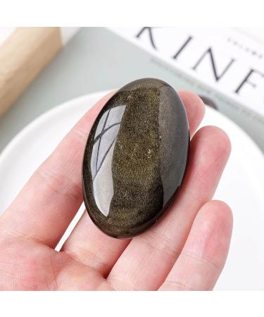 Obsidian Crystal | Meditation Reiki Energy Stone - Natural Tumbled Polished Crystals Stones Tiger Eye Oval Palm Pocket Stones Meditation Reiki Energy Stone - Buy Online on GoSupps.com