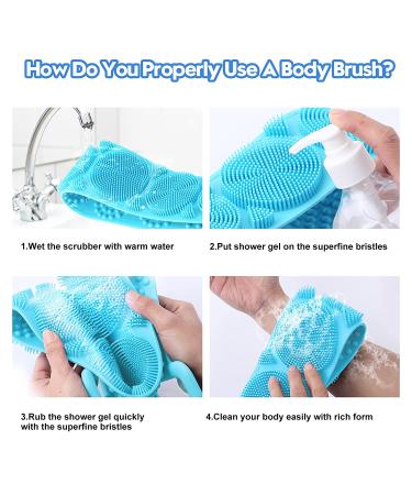 HOPESO Shower Silicone Back Scrubber - Sky Blue Upgraded Version | Exfoliating Bath Body Brush for Clean and Healthy Skin - Buy Online on GoSupps.com