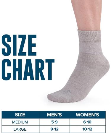 Doctor's Select Bamboo Diabetic Socks - 4 Pairs Ankle Length Women & Men, Large, Black Grey Beige Navy - Bamboo Diabetic Socks - Buy Online on GoSupps.com