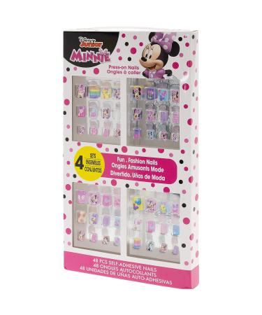 Disney Minnie Mouse 48 Pcs Press-On Nails Set for Girls - Pre-Glue Full Cover Acrylic Nail Kit for Ages 6+ - Ideal for Parties, Sleepovers & Makeovers - Buy Online on GoSupps.com