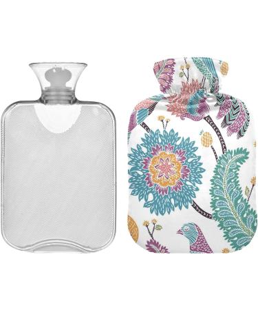 NAANLE Ethno Paisley Bird Hot Water Bottle - 2L Transparent Heat Bottle for Back Pain Relief & Cold Therapy | Hand & Foot Warmer - Buy Online on GoSupps.com