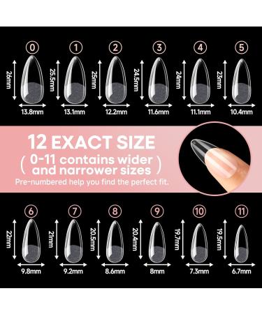 UNA GELLA Medium Almond Gel Nail Tips - 312pcs Half Matte Clear Fake Nails | DIY Art & Salon-Quality Extensions | 12 Sizes C-Almond - Buy Online on GoSupps.com