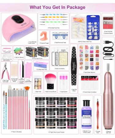 DouborQ Electric Nail Kit with UV Nail Lamp and Manicure Tools - Perfect Starter Set for Beginners - Acrylic Nail Art Supplies Included - Buy Online on GoSupps.com
