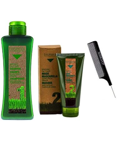 vask Biokera SPECIFIC OILY HAIR Shampoo & Conditioner Mask DUO SET Regulates Oil Production Excess Oiliness (W/Comb) Masque (1000 ml (36 oz) + 200 ml (6.9 oz) LARGE DUO KIT)