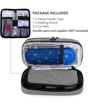 Yarwo Insulin Cooling Bag - Diabetic Accessories Injection Storage with 2 Cooling Packs Medium Gray - Buy Online on GoSupps.com