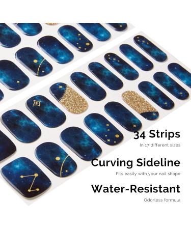 NAILOG Semi Cured Gel Nail Strips 34 pcs Salon-Quality Gel Nail Stickers Long Lasting Nail Wraps for Women with Soft Gel Finish Zodiac - Buy Online on GoSupps.com