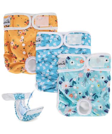 Slowton Dog diapers for bitches 3 piece of washable run -out soft high -suction and environmentally friendly heat pants for bitches with adjustable buttons with incontinence & heat.