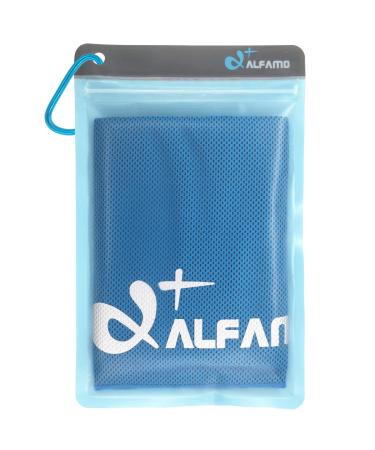 Alfamo Cooling Towel for Sports, Workout, Fitness, Gym, Yoga, Pilates, Travel, Camping & More Blue Medium (40x13-Inch)