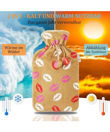 KUFL 2L Hot Water Bottle - Rubber & Soft Fleece Cover - Relieves Pain & Cramps - Ideal for Warmth on Cold Days - Beige - Buy Online on GoSupps.com