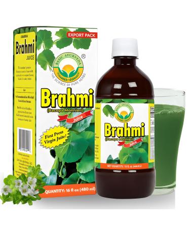 BASIC AYURVEDA Bacopa Monnieri Juice (Brahmi) 16.23 Fl Oz (480ml) | First Press Virgin Juice | Natural Brain & Memory Support | Herbal Tonic for Focus, Clarity & Wellness | No Sugar, Non-GMO