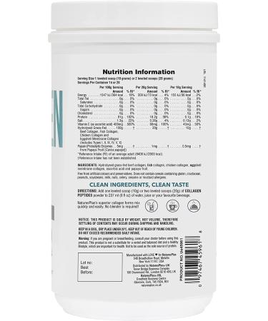Nature's Plus Collagen Peptides 0.65 lb - Premium Hydrolyzed Protein Supplement for Skin & Joint Health - Buy Online on GoSupps.com