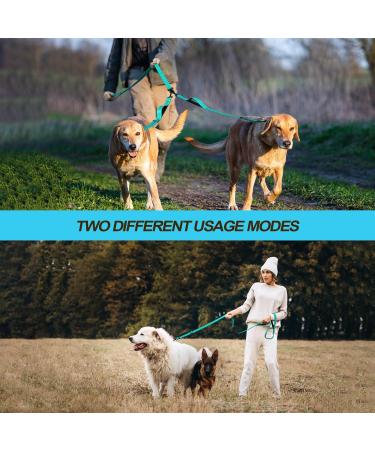 Petbonus Double Dog Leash for 2 Medium to Large Dogs - Adjustable Reflective Padded Handles - Perfect for Comfortable Walks (Green) - Buy Online on GoSupps.com