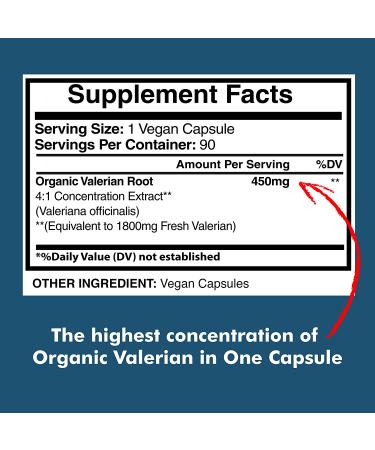 Organic Valerian Root Capsules 1800mg - Natural Sleep Aid Supplement - 90 Veggie Capsules - 3 Month Supply - Buy Online on GoSupps.com