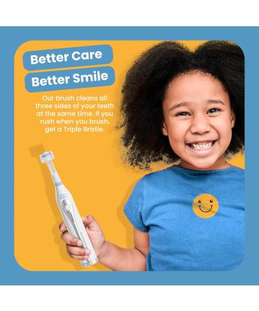 Triple Bristle Kids Sonic Toothbrush - 3 Sided Rechargeable Toothbrush | Dentist Approved | Fun Stickers & Rewards | Best for Kids' Dental Care - Buy Online on GoSupps.com