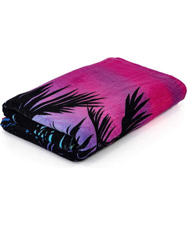 Dawhud Direct Palm Tree Sunset Beach Towel - 30 x 60 Super Soft Plush Cotton Towel for Women, Girls, Men, Kids, and Dogs - Multicolor Print - Buy Online on GoSupps.com