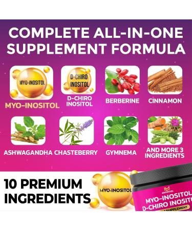 BMVINVOL Inositol Supplement - Myo-Inositol and D-Chiro Inositol Ideal 40:1 Ratio - Plus Berberine Cinnamon Ashwagandha + 5 More - 120 Capsules - Buy Online on GoSupps.com