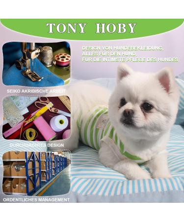 TONY HOBY Dog Summer Pajamas - Striped XL Dog Overall Without Sleeves in White & Green | International Shipping Available - Buy Online on GoSupps.com