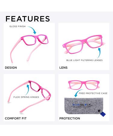 Girls' Pink Blue-Light Glasses | Anti-Glare Lens for Gaming & Computer Screens | Ages 3-10 - Buy Online on GoSupps.com