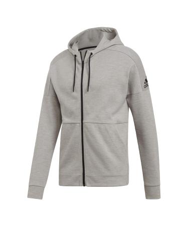 adidas Men's Id Stadium Full-Zip Hooded Sweatshirt Small Mgsogr/Rawwht