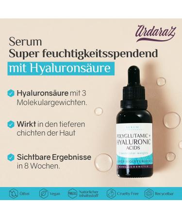 Ardaraz Pure Hyaluron Serum | Anti-Wrinkle Face Serum with Hyaluronic & Polyglutamic Acid | Volume & Elasticity Boost | 30ml - Shop Internationally - Buy Online on GoSupps.com