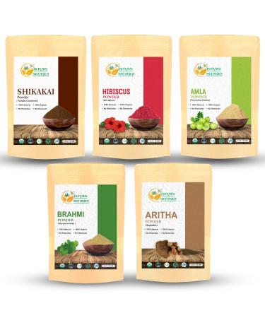 Herbs Botanica Herbal Hair Mask Combo Brahmi Powder Reetha Powder (Aritha) Shikakai Powder Hibiscus Powder Amla Powder 5.3 oz Each Total 1.65lbs For Hair Growth Scalp Health