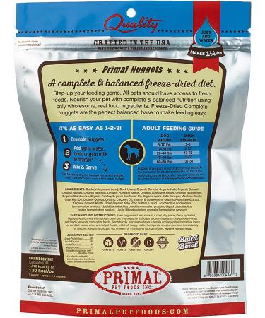 Primal Freeze Dried Dog Food Nuggets Duck Formula - Grain Free Raw Dog Food (5.5 oz) - Buy Online on GoSupps.com