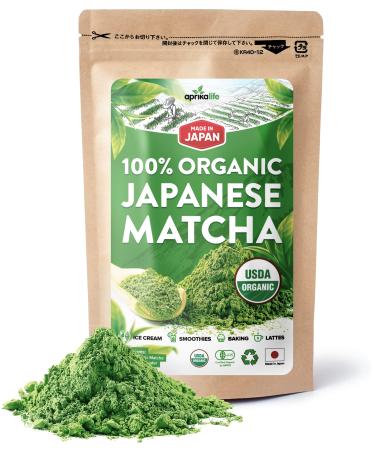 100% Organic Matcha Green Tea Powder - Premium Japanese Matcha - Best for Delicious Matcha Latte, Yummy Smoothie, Flavorful Desserts & Baking - No Sugar Added - 3.5 oz - by AprikaLife 3.5 Ounce (Pack of 1) Culinary Grade