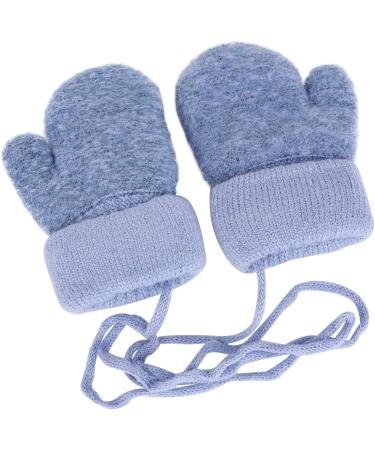 Infant Toddlers Winter Mittens | Cute Cartoon Gloves for Baby Girls Boys 0-3 Years | Plush Padded Knitted Mittens - Light Blue - Buy Online on GoSupps.com
