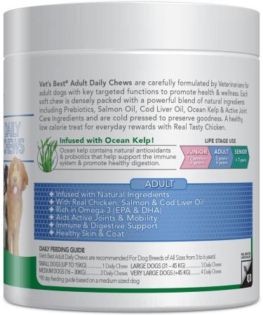Vets Best Daily Soft Chews for Adult Dogs - 180 Chews | Premium Dog Supplements - International Shipping Available - Buy Online on GoSupps.com