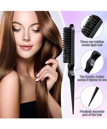 8-Piece Edge Brush Teasing Comb Set with Hair Clips | Dual Edge Styling Brush and Rat Tail Comb for Women, Girls, Kids, and Hair Stylists - Buy Online on GoSupps.com