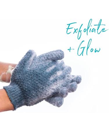 Exfoliating Bath Gloves for Shower - 2 Pairs, Medium Exfoliation | Body Scrub Shower Scrubber for Women & Men - Buy Online on GoSupps.com