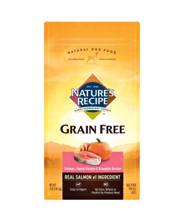 Nature's Recipe Grain Free Easy to Digest Dry Dog Food with Real Meat, Sweet Potato & Pumpkin Dry Food Salmon, Sweet Potato & Pumpkin 4 Pound (Pack of 1)