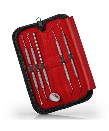 Sunglow 5 dental care set |Dental set with a gear and 4x toothed probe for tooth cleaning and as a tartar remover - tooth cleaning set made of high -quality stainless steel for the ideal oral care
