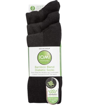 IOMI Extra Wide Non Binding Bamboo Diabetic Socks 3 Pack 10-12 Black - Men & Women - Buy Online on GoSupps.com