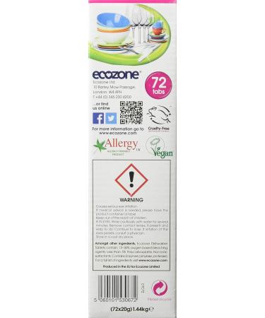 EcoZone Classic All-In-One Dishwasher Tablets Effective Cleaning Formula Cuts Through Grease & Grime Natural Vegan & Non Toxic Tabs Plant Based Plastic-Free Leaves No Residue (Box of 72 Capsules) - Buy Online on GoSupps.com