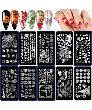 Premium Stainless Steel Nail Art Templates for Women | Halloween & Christmas Patterns | Manicure Printing Plates - Buy Online on GoSupps.com