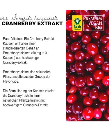 Buy Raab Vitalfood Organic Cranberry Extract Capsules - 90 Sugar-Free & Vegan 50mg Proanthocyanidins (PAC) - Gluten-Free International Shipping - Buy Online on GoSupps.com