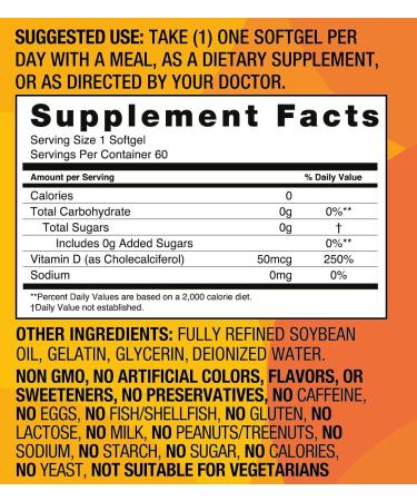 Basic Brands Happy Sunshine Vitamin D3 2000IU 60 Count (Pack of 2) - Buy Online on GoSupps.com