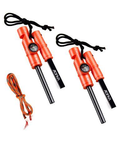 AOFAR Fire Starter AF-381/AF-381plus Fire Steel with Paracord and Whistle for Camping, Hiking, Hunting, Backpacking, Boating, Emergency Rescue