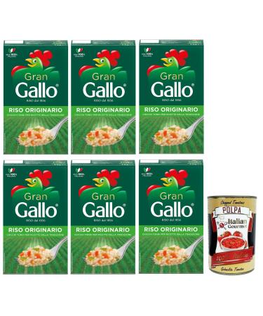 Italian Gourmet E.R. Gran Gallo Riso Originario 100% Italian Rice 15 Minute Cooking Time Ideal for Preparing 1 kg Pack + Gourmet Italian Tomato Pulp Box