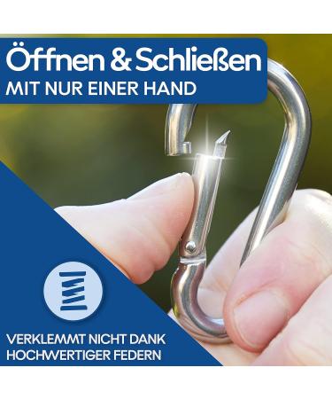 Garsiduro Stainless Steel Carabiner - Professional DIN 5299 Rustproof Hook for Fire Brigade Key Ripper Heavy Load - 5 Pack - Buy Online on GoSupps.com