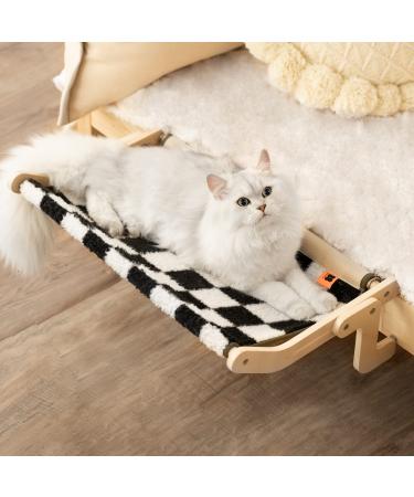 Cat Window Perch for Indoor Cats Sturdy Plush Cat Hammock Window Seat Bed Shelves No Drilling No Suction Cup, Saving Space Durable Steady Cat Shelf Chessboard