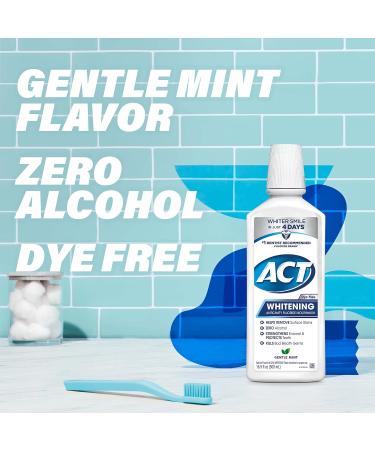 ACT Whitening + Anticavity Fluoride Mouthwash 16.9 fl. oz. with Zero Alcohol, Dye Free, Gentle Mint (Pack of 2) Mouthwash 16.9 Fl Oz (Pack of 2) - Buy Online on GoSupps.com