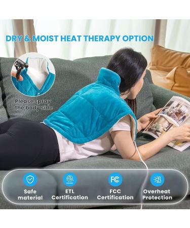 2.4lb Weighted Heating Pad for Neck and Shoulders | Electric Heat Pad with 6 Levels | Pain Relief for Neck Cramps | 4 Auto-Off | 22x22 Blue | Gifts for Mom, Dad, Men, Women - Buy Online on GoSupps.com